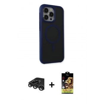 MARSİLYAN™- iPhone 15 Pro Kılıf Çekirdek Yansıma Prime - Siyah Buffer Cam Ekran Koruyucu + Raze Metal Kamera Lens - TMGI
