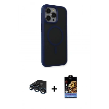 MARSİLYAN™- iPhone 15 Pro Kılıf Çekirdek Yansıma Prime - Siyah Buffer Hayalet Cam Ekran Koruyucu + Raze Metal Kamera Lens - LT