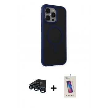 MARSİLYAN™- iPhone 15 Pro Kılıf Çekirdek Yansıma Prime - Siyah Joko 5D Cam + Raze Metal Kamera Lens - LT