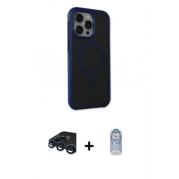 MARSİLYAN™- iPhone 15 Pro Kılıf Çekirdek Yansıma Prime - Siyah Joko Magic 5D Cam + Raze Metal Kamera Lens - LT