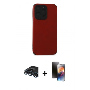 MARSİLYAN™- iPhone 15 Pro Kılıf Doruk Asil Koleksiyonu - Siyah 3D Antistatik Mat Seramik Nano Ekran Koruyucu + Raze Metal Kamera Lens - LT