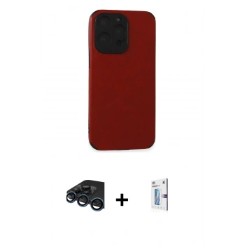 MARSİLYAN™- iPhone 15 Pro Kılıf Doruk Asil Koleksiyonu - Siyah Bilvis 0.18mm Plus Cam Ekran Koruyucu + Raze Metal Kamera Lens - LT