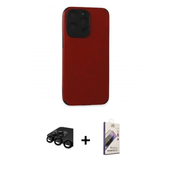 MARSİLYAN™- iPhone 15 Pro Kılıf Doruk Asil Koleksiyonu - Siyah Bilvis 3D Mat Cam Ekran Koruyucu + Raze Metal Kamera Lens - SH