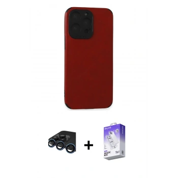 MARSİLYAN™- iPhone 15 Pro Kılıf Doruk Asil Koleksiyonu - Siyah Bilvis 5in1 3D Magic Cam Ekran Koruyucu + Raze Metal Kamera Lens - LT