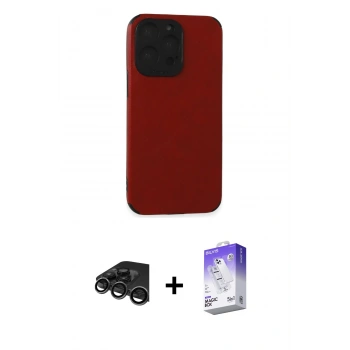 MARSİLYAN™- iPhone 15 Pro Kılıf Doruk Asil Koleksiyonu - Siyah Bilvis 5in1 3D Magic Cam Ekran Koruyucu + Raze Metal Kamera Lens - TMGI
