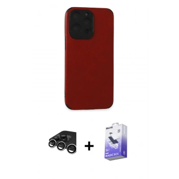 MARSİLYAN™- iPhone 15 Pro Kılıf Doruk Asil Koleksiyonu - Siyah Bilvis 5in1 5D Magic Hayalet Cam Ekran Koruyucu + Raze Metal Kamera Lens - GS