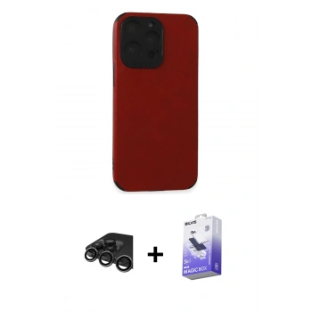MARSİLYAN™- iPhone 15 Pro Kılıf Doruk Asil Koleksiyonu - Siyah Bilvis 5in1 5D Magic Hayalet Cam Ekran Koruyucu + Raze Metal Kamera Lens - TMGI