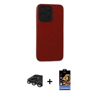 MARSİLYAN™- iPhone 15 Pro Kılıf Doruk Asil Koleksiyonu - Siyah Buffer Hayalet Cam Ekran Koruyucu + Raze Metal Kamera Lens - TMGI