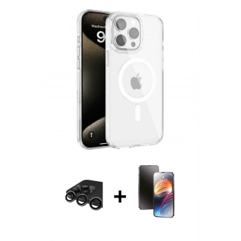 MARSİLYAN™- iPhone 15 Pro Kılıf Doruk Doku Özel Seri - Siyah 3D Antistatik Mat Seramik Nano Ekran Koruyucu + Raze Metal Kamera Lens - TMGI