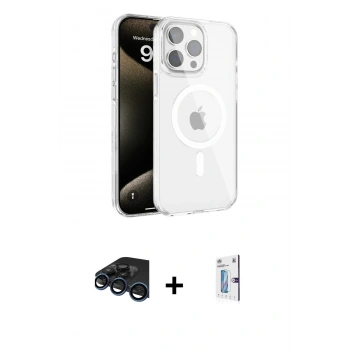 MARSİLYAN™- iPhone 15 Pro Kılıf Doruk Doku Özel Seri - Siyah Bilvis 0.18mm Plus Cam Ekran Koruyucu + Raze Metal Kamera Lens - LT
