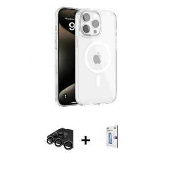 MARSİLYAN™- iPhone 15 Pro Kılıf Doruk Doku Özel Seri - Siyah Bilvis 0.18mm Plus Cam Ekran Koruyucu + Raze Metal Kamera Lens - TMGI