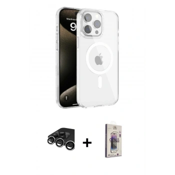 MARSİLYAN™- iPhone 15 Pro Kılıf Doruk Doku Özel Seri - Siyah Bilvis 3D Cam Ekran Koruyucu + Raze Metal Kamera Lens - GS