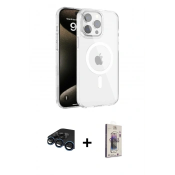 MARSİLYAN™- iPhone 15 Pro Kılıf Doruk Doku Özel Seri - Siyah Bilvis 3D Cam Ekran Koruyucu + Raze Metal Kamera Lens - LT