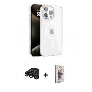 MARSİLYAN™- iPhone 15 Pro Kılıf Doruk Doku Özel Seri - Siyah Bilvis 3D Cam Ekran Koruyucu + Raze Metal Kamera Lens - SH