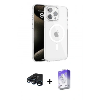 MARSİLYAN™- iPhone 15 Pro Kılıf Doruk Doku Özel Seri - Siyah Bilvis 5in1 3D Magic Cam Ekran Koruyucu + Raze Metal Kamera Lens - LT