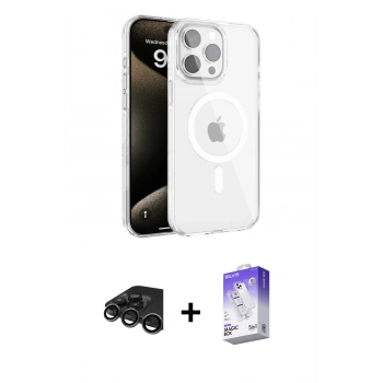 MARSİLYAN™- iPhone 15 Pro Kılıf Doruk Doku Özel Seri - Siyah Bilvis 5in1 3D Magic Cam Ekran Koruyucu + Raze Metal Kamera Lens - TMGI