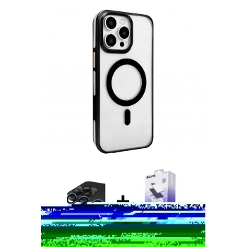MARSİLYAN™- iPhone 15 Pro Kılıf Doruk Doku Özel Seri - Siyah Bilvis 5in1 5D Magic Hayalet Cam Ekran Koruyucu + Raze Metal Kamera Lens - LT