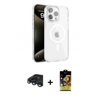 MARSİLYAN™- iPhone 15 Pro Kılıf Doruk Doku Özel Seri - Siyah Buffer Cam Ekran Koruyucu + Raze Metal Kamera Lens - LT