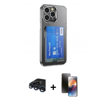 MARSİLYAN™- iPhone 15 Pro Kılıf Doruk Klasik Koleksiyonu - Siyah 3D Antistatik Mat Seramik Nano Ekran Koruyucu + Raze Metal Kamera Lens - LT