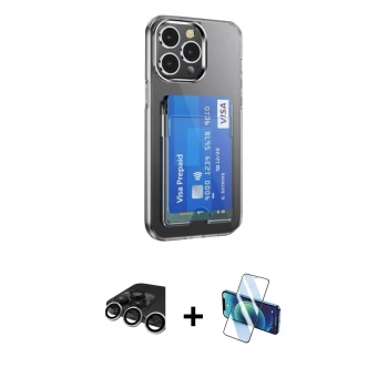 MARSİLYAN™- iPhone 15 Pro Kılıf Doruk Klasik Koleksiyonu - Siyah 3D Antistatik Seramik Nano Ekran Koruyucu + Raze Metal Kamera Lens - GS