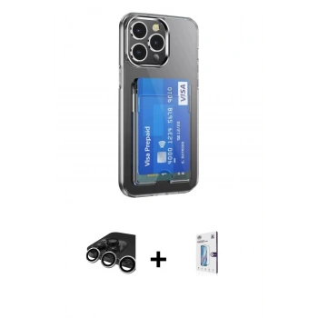 MARSİLYAN™- iPhone 15 Pro Kılıf Doruk Klasik Koleksiyonu - Siyah Bilvis 0.18mm Plus Cam Ekran Koruyucu + Raze Metal Kamera Lens - GS