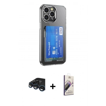 MARSİLYAN™- iPhone 15 Pro Kılıf Doruk Klasik Koleksiyonu - Siyah Bilvis 3D Mat Cam Ekran Koruyucu + Raze Metal Kamera Lens - LT
