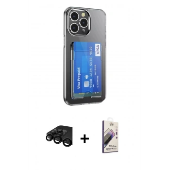 MARSİLYAN™- iPhone 15 Pro Kılıf Doruk Klasik Koleksiyonu - Siyah Bilvis 3D Mat Cam Ekran Koruyucu + Raze Metal Kamera Lens - SH