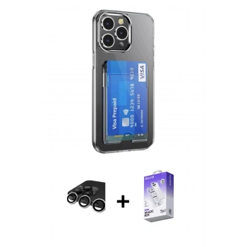 MARSİLYAN™- iPhone 15 Pro Kılıf Doruk Klasik Koleksiyonu - Siyah Bilvis 5in1 3D Magic Cam Ekran Koruyucu + Raze Metal Kamera Lens - GS