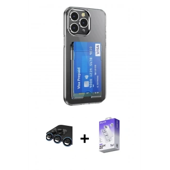 MARSİLYAN™- iPhone 15 Pro Kılıf Doruk Klasik Koleksiyonu - Siyah Bilvis 5in1 3D Magic Cam Ekran Koruyucu + Raze Metal Kamera Lens - LT