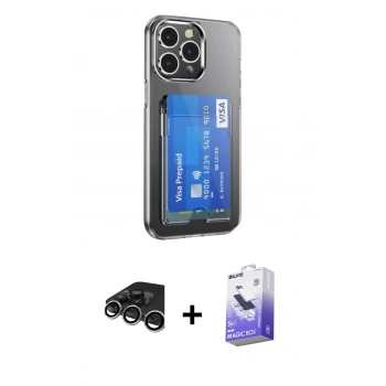 MARSİLYAN™- iPhone 15 Pro Kılıf Doruk Klasik Koleksiyonu - Siyah Bilvis 5in1 5D Magic Hayalet Cam Ekran Koruyucu + Raze Metal Kamera Lens - GS
