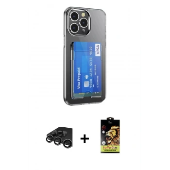 MARSİLYAN™- iPhone 15 Pro Kılıf Doruk Klasik Koleksiyonu - Siyah Buffer Cam Ekran Koruyucu + Raze Metal Kamera Lens - TMGI