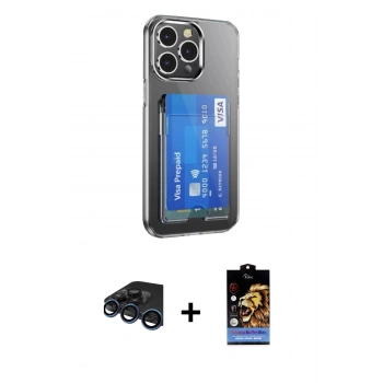MARSİLYAN™- iPhone 15 Pro Kılıf Doruk Klasik Koleksiyonu - Siyah Buffer Hayalet Cam Ekran Koruyucu + Raze Metal Kamera Lens - LT