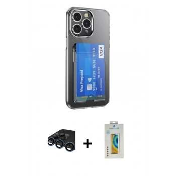 MARSİLYAN™- iPhone 15 Pro Kılıf Doruk Klasik Koleksiyonu - Siyah Polymer Nano Ekran Koruyucu + Raze Metal Kamera Lens - LT