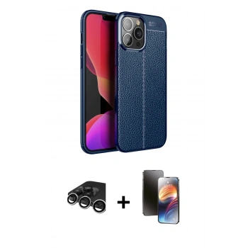 MARSİLYAN™- iPhone 15 Pro Kılıf Doruk Klasik Özel Seri - Siyah 3D Antistatik Mat Seramik Nano Ekran Koruyucu + Raze Metal Kamera Lens - GS
