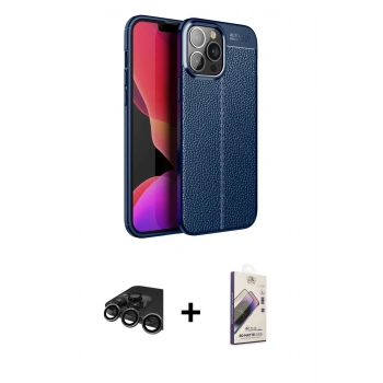 MARSİLYAN™- iPhone 15 Pro Kılıf Doruk Klasik Özel Seri - Siyah Bilvis 3D Mat Cam Ekran Koruyucu + Raze Metal Kamera Lens - TMGI
