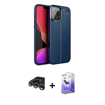 MARSİLYAN™- iPhone 15 Pro Kılıf Doruk Klasik Özel Seri - Siyah Bilvis 5in1 5D Magic Hayalet Cam Ekran Koruyucu + Raze Metal Kamera Lens - GS