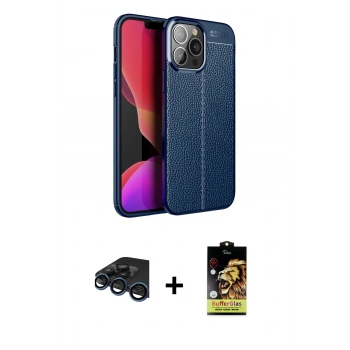 MARSİLYAN™- iPhone 15 Pro Kılıf Doruk Klasik Özel Seri - Siyah Buffer Cam Ekran Koruyucu + Raze Metal Kamera Lens - LT