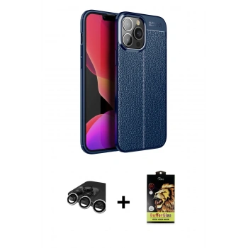MARSİLYAN™- iPhone 15 Pro Kılıf Doruk Klasik Özel Seri - Siyah Buffer Cam Ekran Koruyucu + Raze Metal Kamera Lens - GS