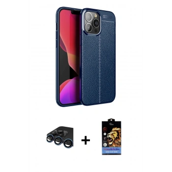 MARSİLYAN™- iPhone 15 Pro Kılıf Doruk Klasik Özel Seri - Siyah Buffer Hayalet Cam Ekran Koruyucu + Raze Metal Kamera Lens - LT