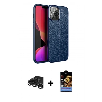 MARSİLYAN™- iPhone 15 Pro Kılıf Doruk Klasik Özel Seri - Siyah Buffer Hayalet Cam Ekran Koruyucu + Raze Metal Kamera Lens - TMGI