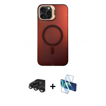 MARSİLYAN™- iPhone 15 Pro Kılıf Doruk Klasik Prime - Siyah 3D Antistatik Seramik Nano Ekran Koruyucu + Raze Metal Kamera Lens - TMGI