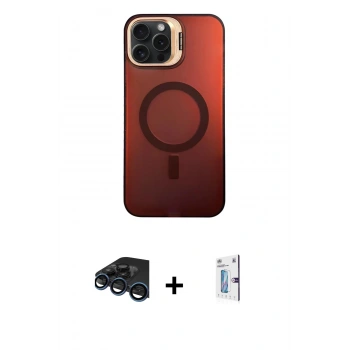 MARSİLYAN™- iPhone 15 Pro Kılıf Doruk Klasik Prime - Siyah Bilvis 0.18mm Plus Cam Ekran Koruyucu + Raze Metal Kamera Lens - LT