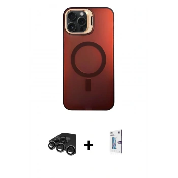 MARSİLYAN™- iPhone 15 Pro Kılıf Doruk Klasik Prime - Siyah Bilvis 0.18mm Plus Cam Ekran Koruyucu + Raze Metal Kamera Lens - TMGI