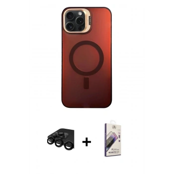 MARSİLYAN™- iPhone 15 Pro Kılıf Doruk Klasik Prime - Siyah Bilvis 3D Mat Cam Ekran Koruyucu + Raze Metal Kamera Lens - SH