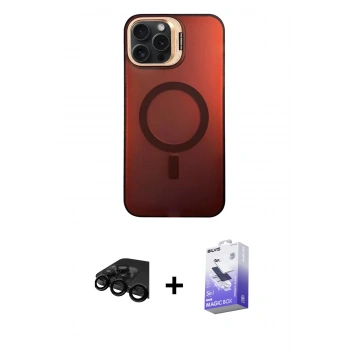MARSİLYAN™- iPhone 15 Pro Kılıf Doruk Klasik Prime - Siyah Bilvis 5in1 5D Magic Hayalet Cam Ekran Koruyucu + Raze Metal Kamera Lens - SH