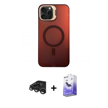 MARSİLYAN™- iPhone 15 Pro Kılıf Doruk Klasik Prime - Siyah Bilvis 5in1 5D Magic Hayalet Cam Ekran Koruyucu + Raze Metal Kamera Lens - TMGI