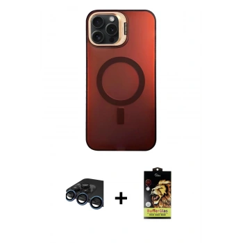 MARSİLYAN™- iPhone 15 Pro Kılıf Doruk Klasik Prime - Siyah Buffer Cam Ekran Koruyucu + Raze Metal Kamera Lens - LT
