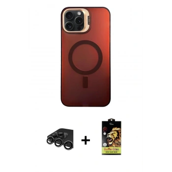 MARSİLYAN™- iPhone 15 Pro Kılıf Doruk Klasik Prime - Siyah Buffer Cam Ekran Koruyucu + Raze Metal Kamera Lens - TMGI