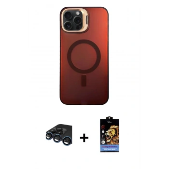 MARSİLYAN™- iPhone 15 Pro Kılıf Doruk Klasik Prime - Siyah Buffer Hayalet Cam Ekran Koruyucu + Raze Metal Kamera Lens - LT