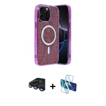 MARSİLYAN™- iPhone 15 Pro Kılıf Eksen Çizgi - Siyah 3D Antistatik Seramik Nano Ekran Koruyucu + Raze Metal Kamera Lens - LT